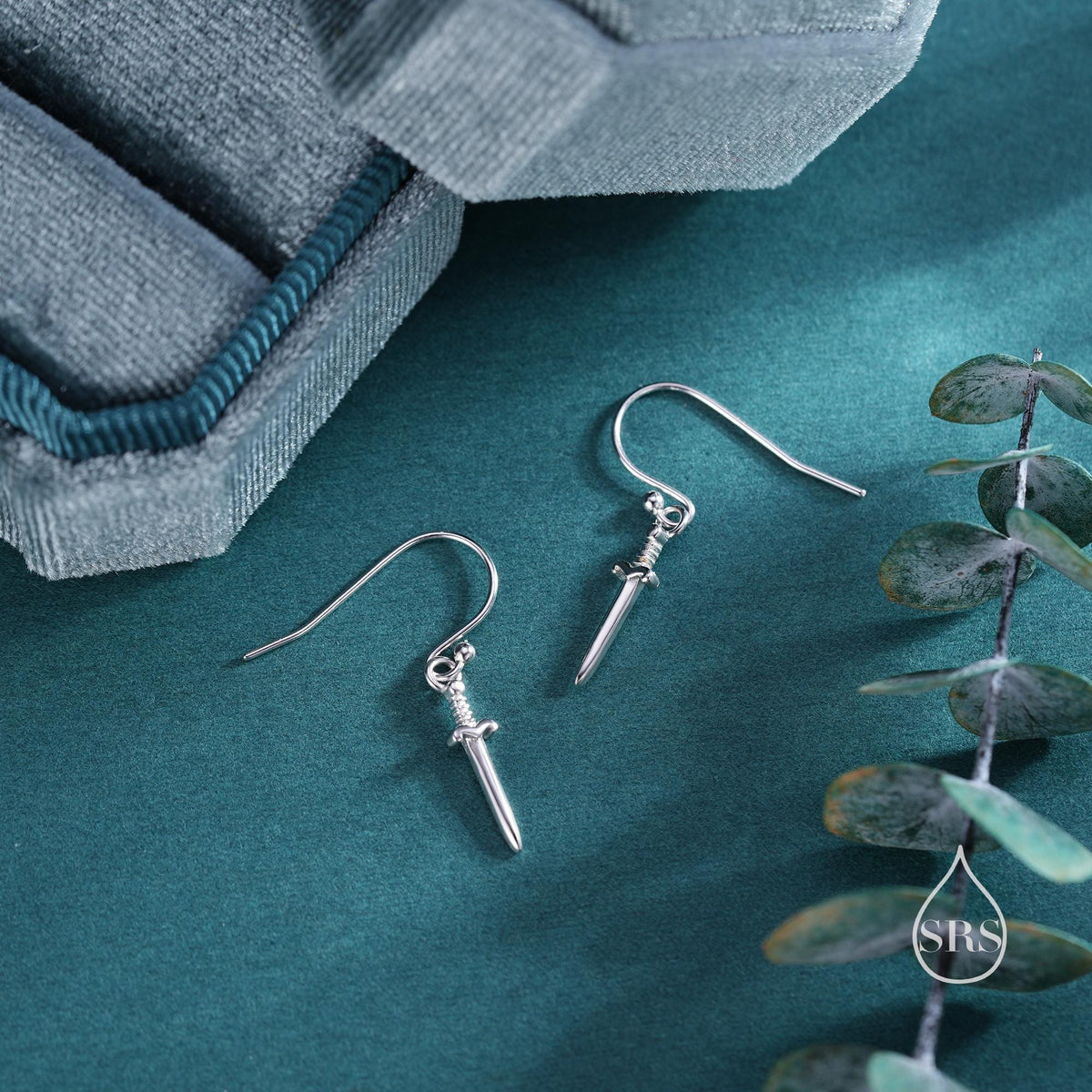 Little Dagger Sword Drop Hook Earrings in Sterling Silver - Sword Dangle Drop Earrings, Sword Earrings