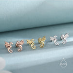 Extra Small Dragon 18G Screw Back Earrings in Sterling Silver