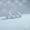 Sterling Silver Blue Opal Marquise Cluster 16G Internally Threaded Flat Back Earrings