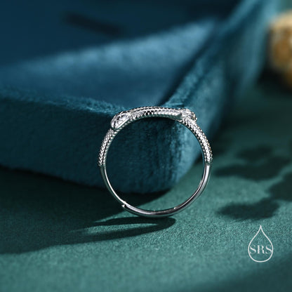 Double Snake Ring in Sterling Silver, Adjustable Size, Silver or Gold , Intertwining Snake Ring, Double Headed Snake Ring