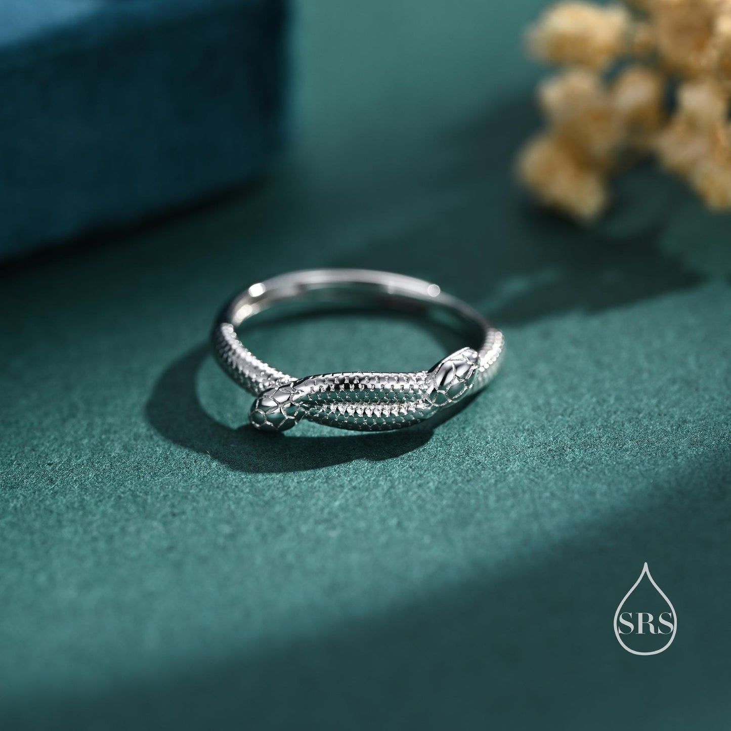 Double Snake Ring in Sterling Silver, Adjustable Size, Silver or Gold , Intertwining Snake Ring, Double Headed Snake Ring