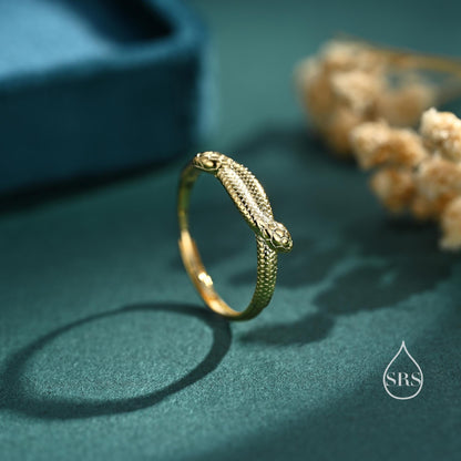 Double Snake Ring in Sterling Silver, Adjustable Size, Silver or Gold , Intertwining Snake Ring, Double Headed Snake Ring