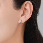 Tiny Emerald Green CZ Flower Huggie Hoops, CZ Hoop Earrings, Crystal Flower Huggie Earrings, Emerald Huggie Earrings