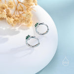 Tiny Emerald Green CZ Flower Huggie Hoops, CZ Hoop Earrings, Crystal Flower Huggie Earrings, Emerald Huggie Earrings