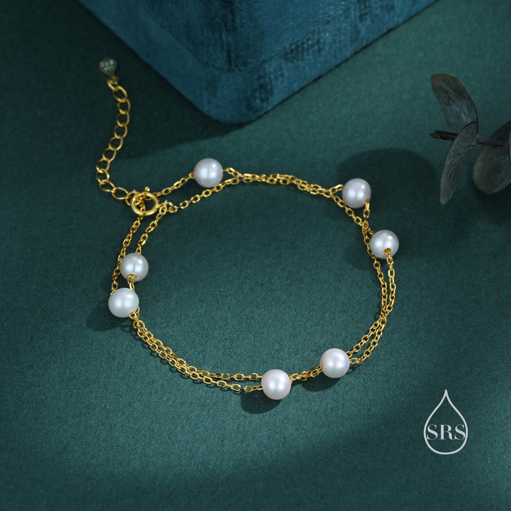 Sterling Silver Double Layer Natural Pearl Beaded Bracelet, Silver or Gold, Real Freshwater Pearls, Natural Pearl Bracelet, Bridal Jewellery