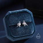 Tiny Sterling Silver Pigeon Bird Stud Earrings, Enamel Coated Pigeon Bird Earrings, Nature Inspired Animal Earrings