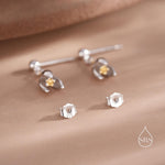 Snowdrop Flower Drop Dangle Earrings in Sterling Silver, Silver and Gold Two Tone, Nature Inspired Flower Earrings, January Birth Flower