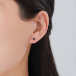 Genuine Black Onyx 16G Internally Threaded Flat Back Earrings in Sterling Silver