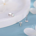 Tiny 3mm White Opal Internally Threaded Flat Back/ Screw Back/ Stud Earrings in Sterling Silver, Small Opal/ White Opal Screw Back Earrings