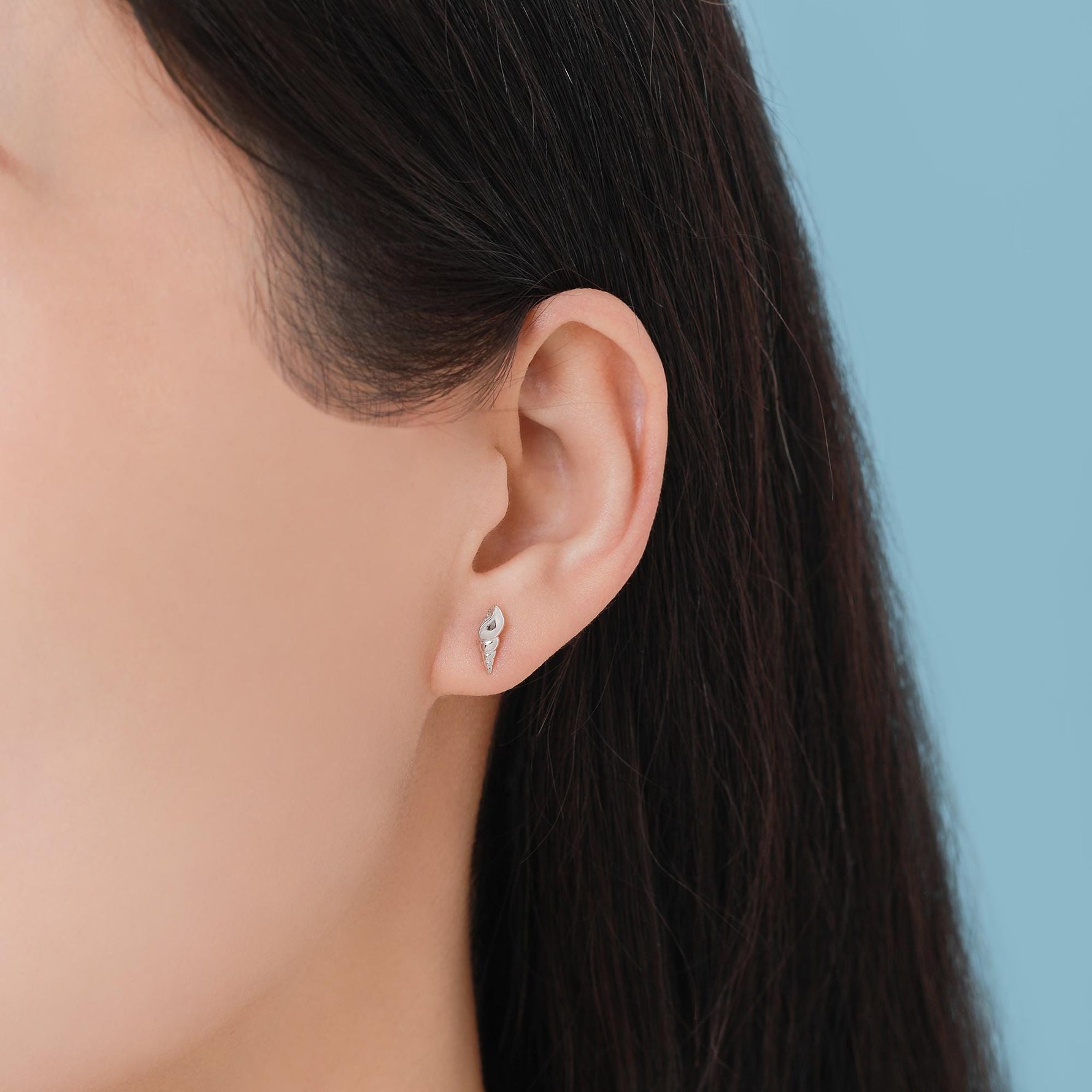 Seashell Earrings in Sterling Silver - Petite Auger Shell Stud - Silver or Gold or Rose Gold, Pointy Shell - Sea, Ocean, Cute,