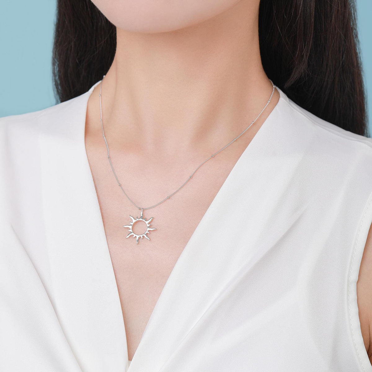 Sun Ray Pendant Necklace in Sterling Silver, Sun Necklace, Extra Tiny Sun Necklace, Sun Pendant, Celestial Jewelry