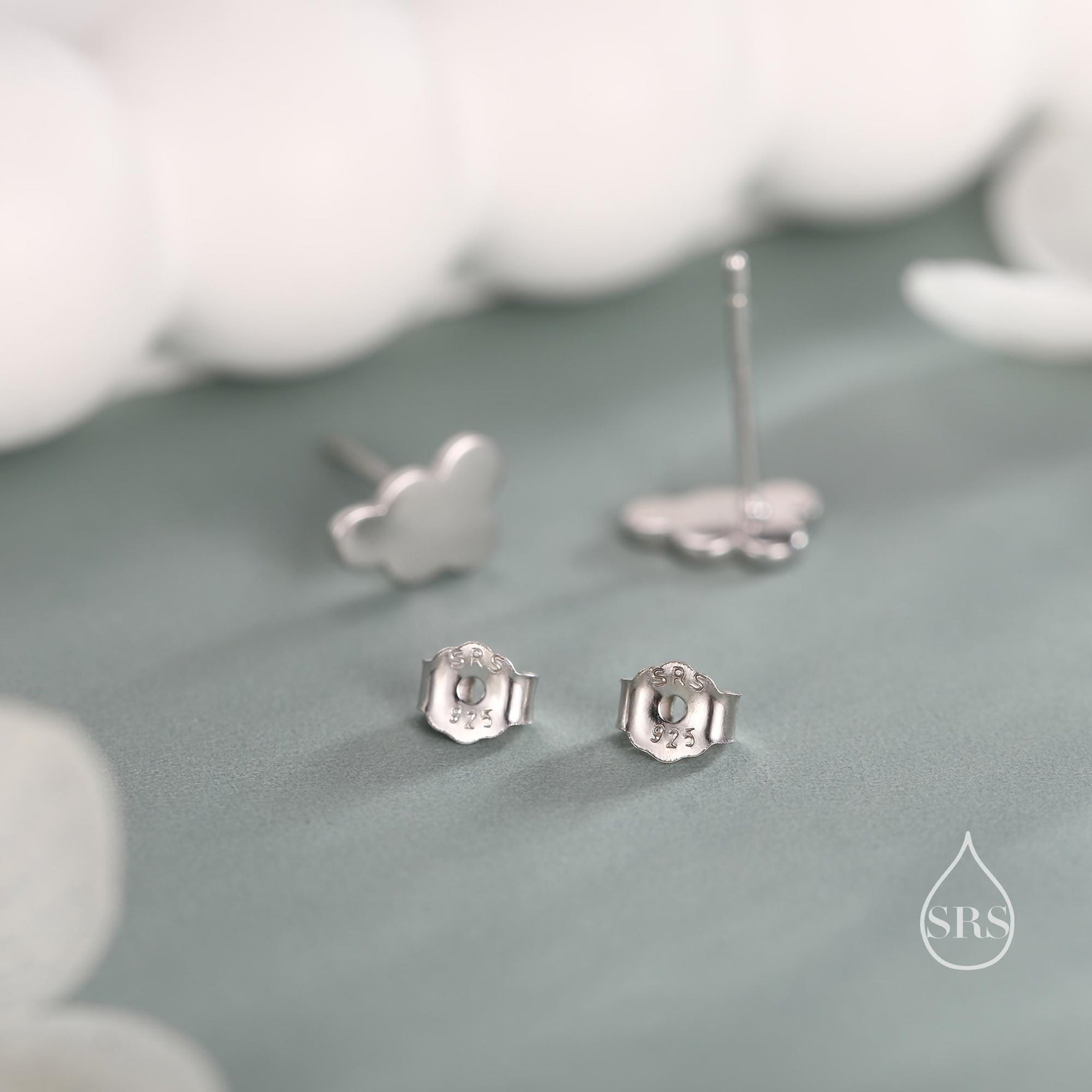 Sterling Silver Little Cloud Stud Earrings, Cute and Quirky Jewellery, Silver Lining Earrings