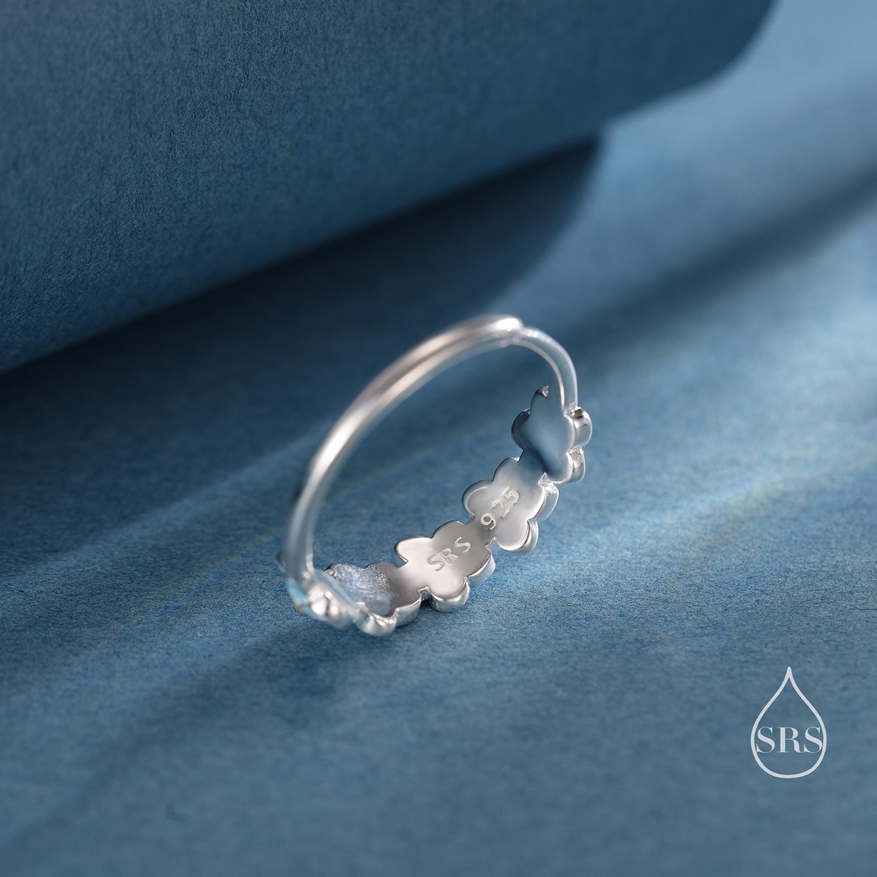 Enamel Forget-Me-Not Flower Motif Ring