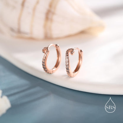 Sterling Silver Octopus Tentacles Hoop Earrings, Silver, Gold or Rose Gold, Single Octopus Hoop Earrings, Squid Tentacle Hoops