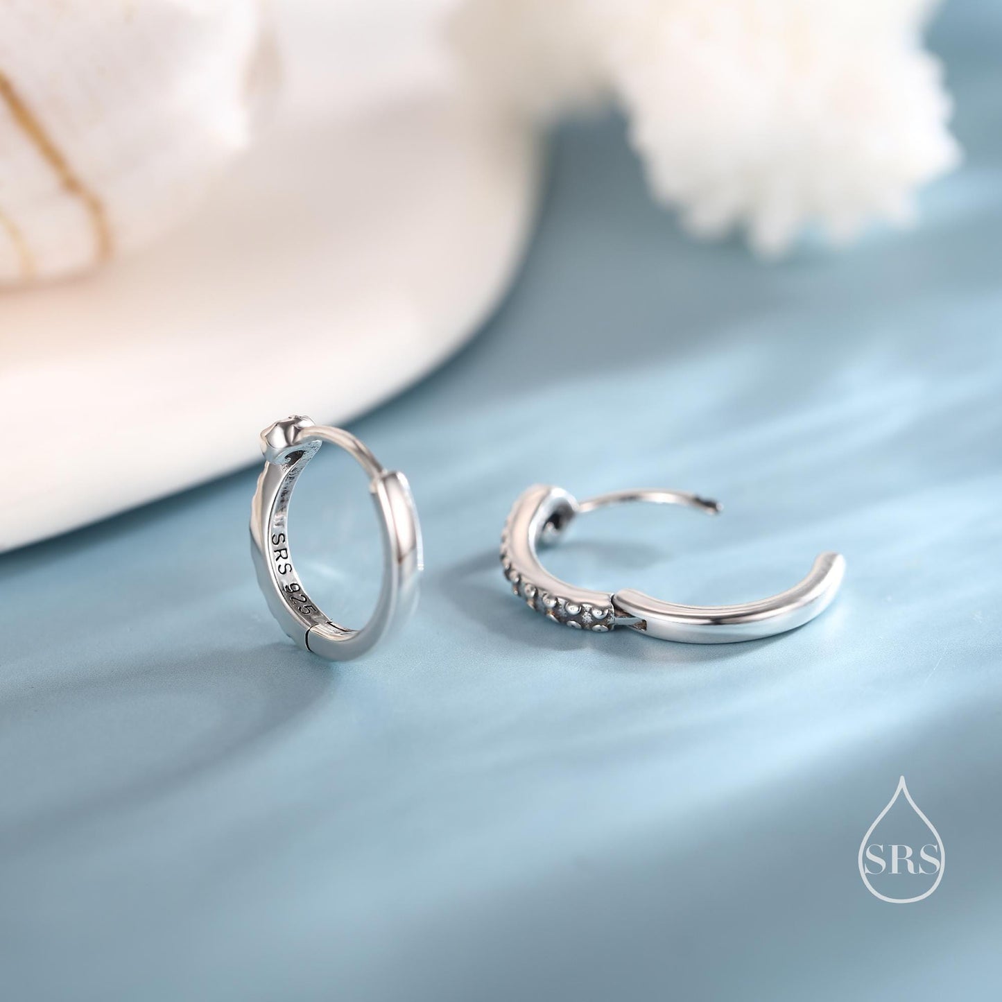 Sterling Silver Octopus Tentacles Hoop Earrings, Silver, Gold or Rose Gold, Single Octopus Hoop Earrings, Squid Tentacle Hoops