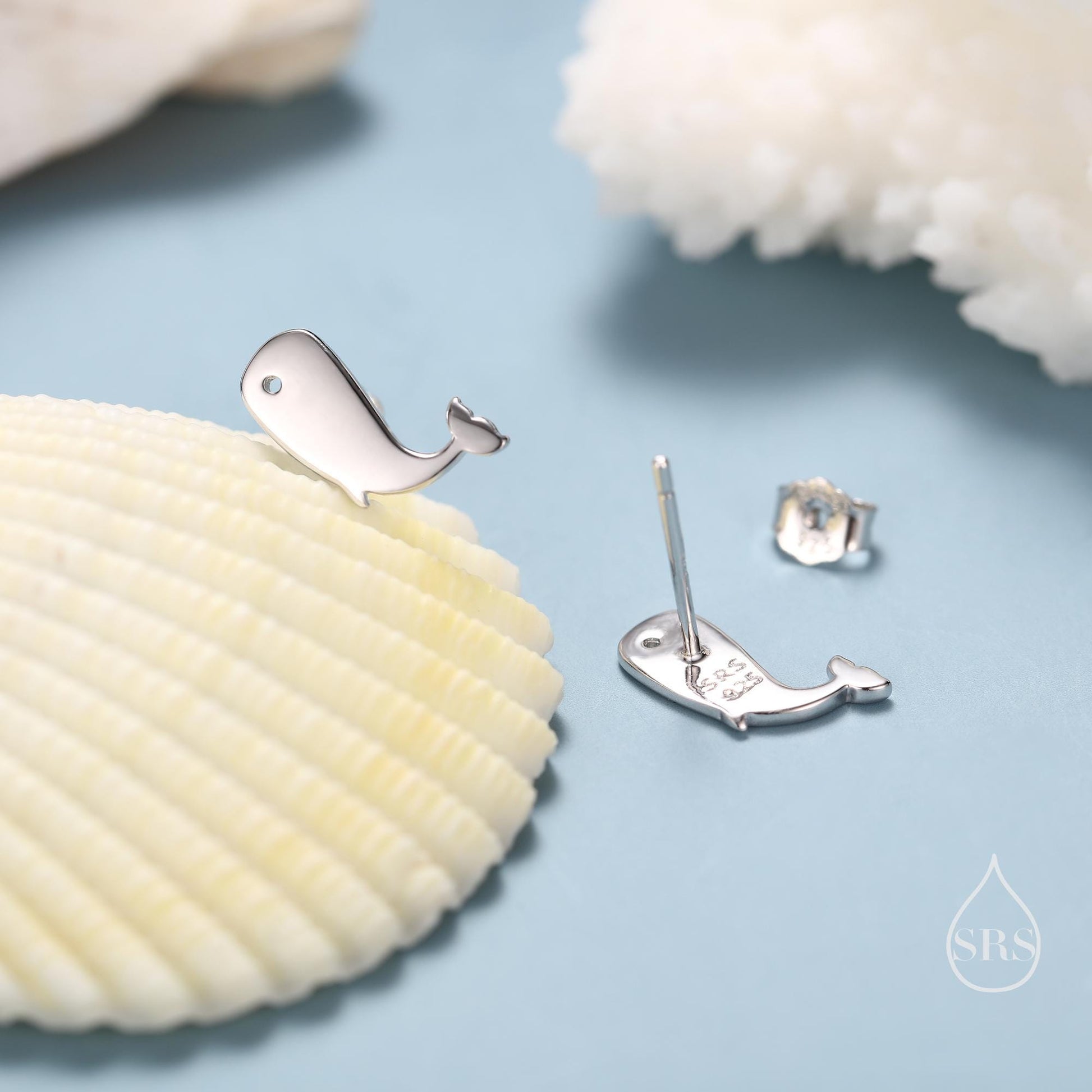 Little Whale Fish Stud Earrings in Sterling Silver, Cute Fun Quirky Animal Jewellery, Gift for Her, Animal Lover, Nature Inspired