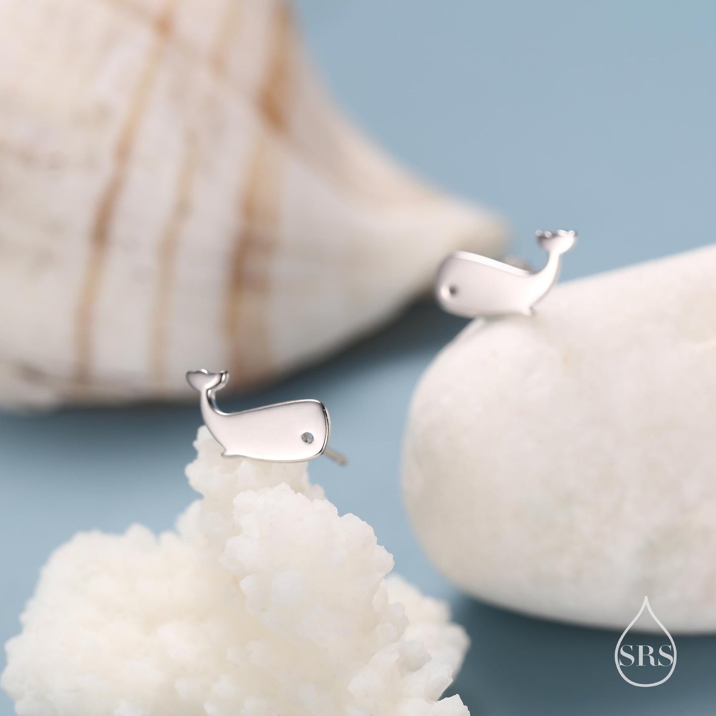 Little Whale Fish Stud Earrings in Sterling Silver, Cute Fun Quirky Animal Jewellery, Gift for Her, Animal Lover, Nature Inspired