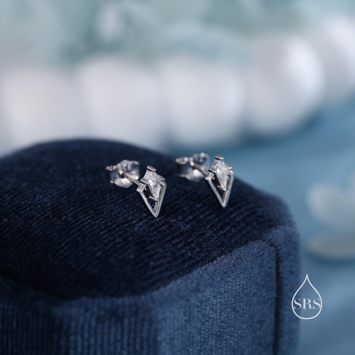 Art Deco Tiny Rhombus CZ Stud Earrings