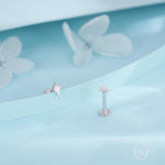 Sterling Silver Starburst 16G Internally Threaded Flat Back Earrings