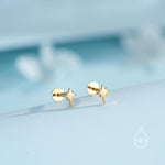 Sterling Silver Starburst 16G Internally Threaded Flat Back Earrings