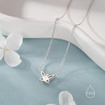 Simulated Moonstone Butterfly Necklace in Sterling Silver, Silver or Gold or Rose Gold, Tiny Lab Moonstone Butterfly Necklace