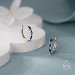Minimalist Blue Marquise CZ Hoop Earrings