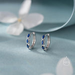 Minimalist Blue Marquise CZ Hoop Earrings