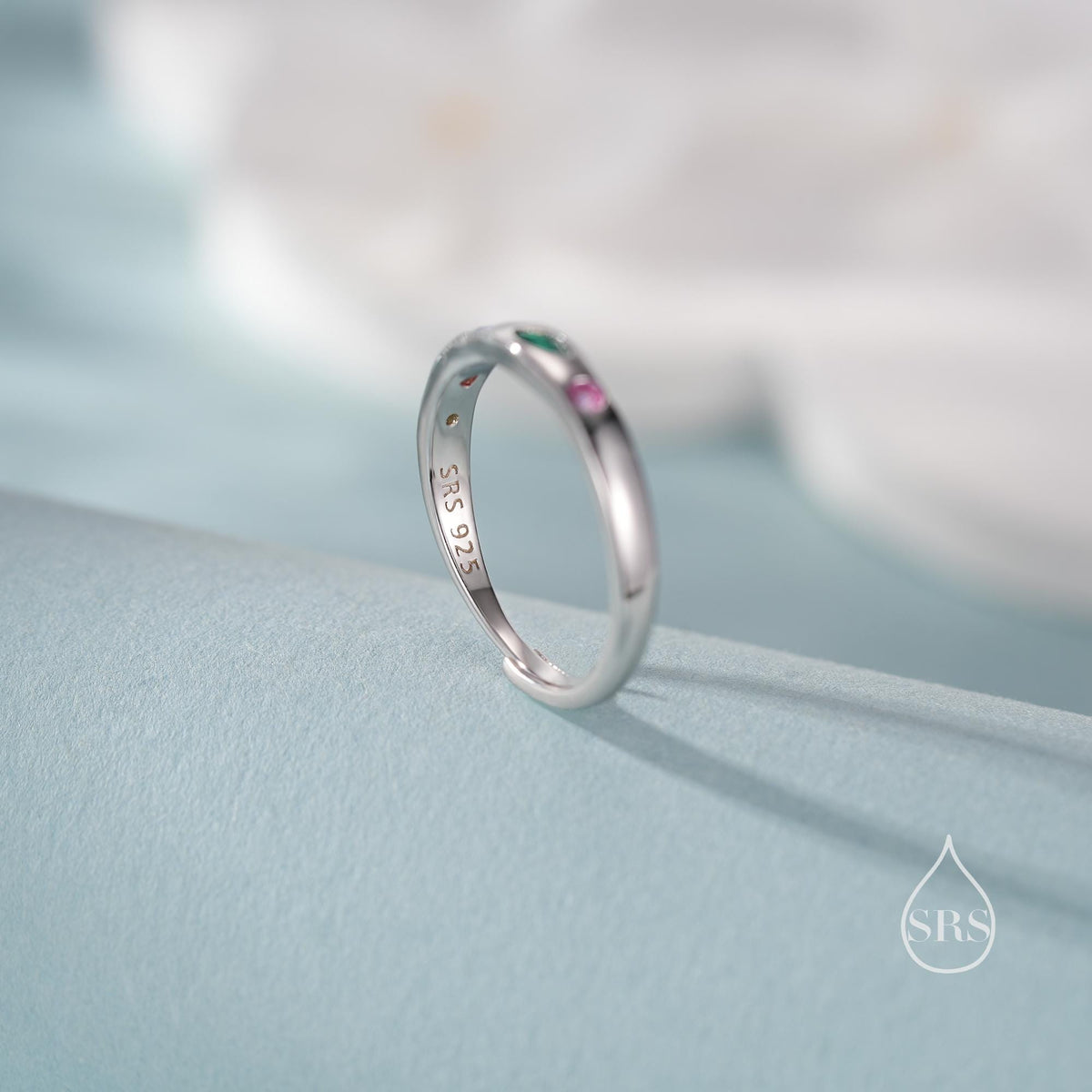 Multicolour Confetti Irregular CZ Band Ring