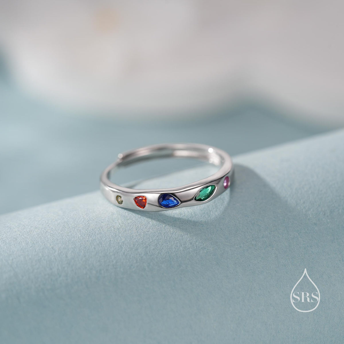 Multicolour Confetti Irregular CZ Band Ring