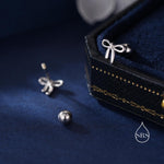 Tiny Ribbon Bow Flat Back/ Screw Back /Stud Earrings in Sterling Silver, Silver or Gold, Dainty Earrings