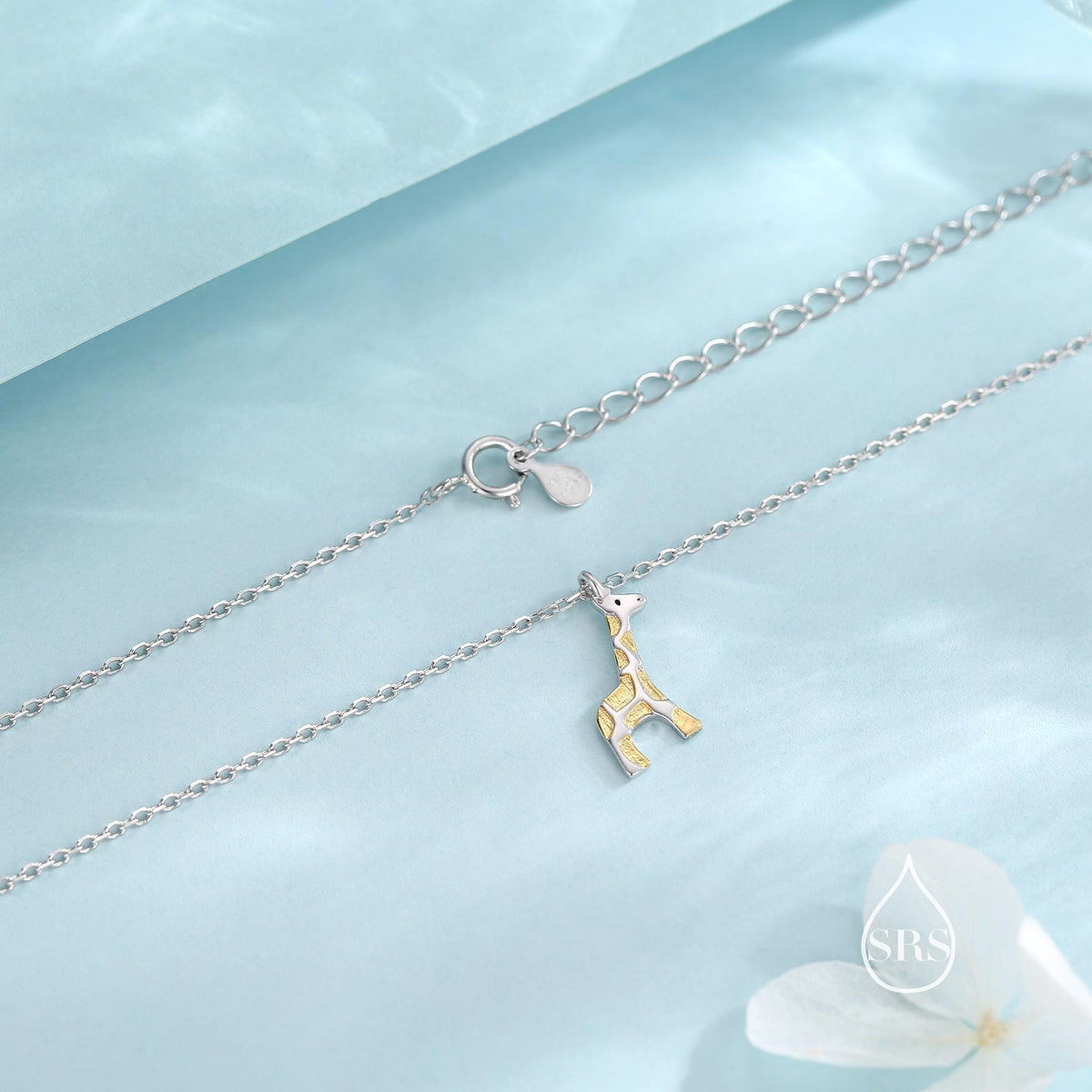Tiny Giraffe Necklace in Sterling Silver, Adjustable 16'' - 18'' - Cute Quirky and Fun Jewellery, Giraffe Pendant Necklace