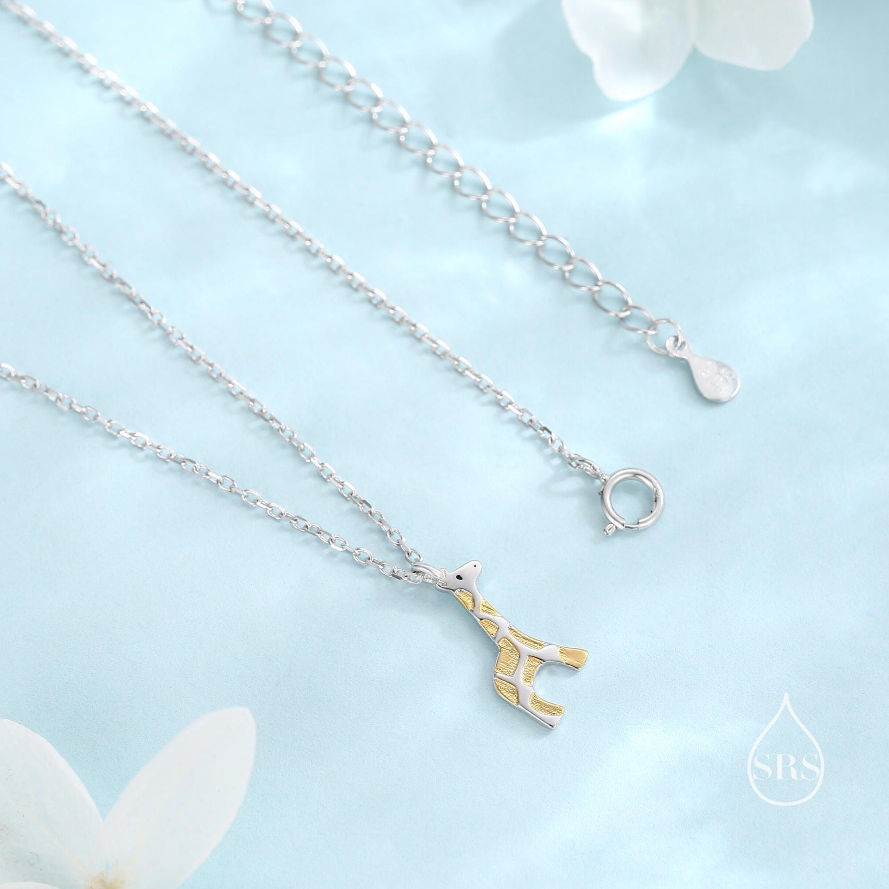 Tiny Giraffe Necklace in Sterling Silver, Adjustable 16'' - 18'' - Cute Quirky and Fun Jewellery, Giraffe Pendant Necklace