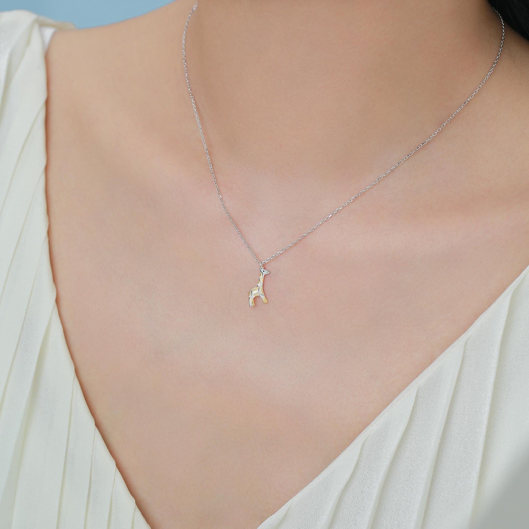 Tiny Giraffe Necklace in Sterling Silver, Adjustable 16'' - 18'' - Cute Quirky and Fun Jewellery, Giraffe Pendant Necklace