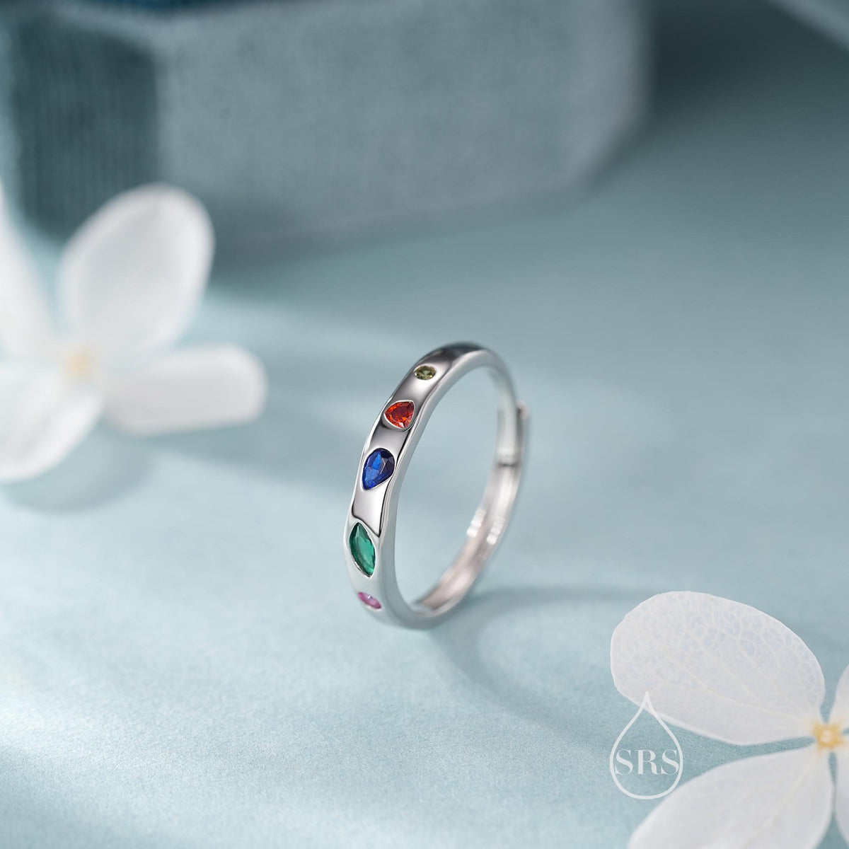 Multicolour Confetti Irregular CZ Band Ring