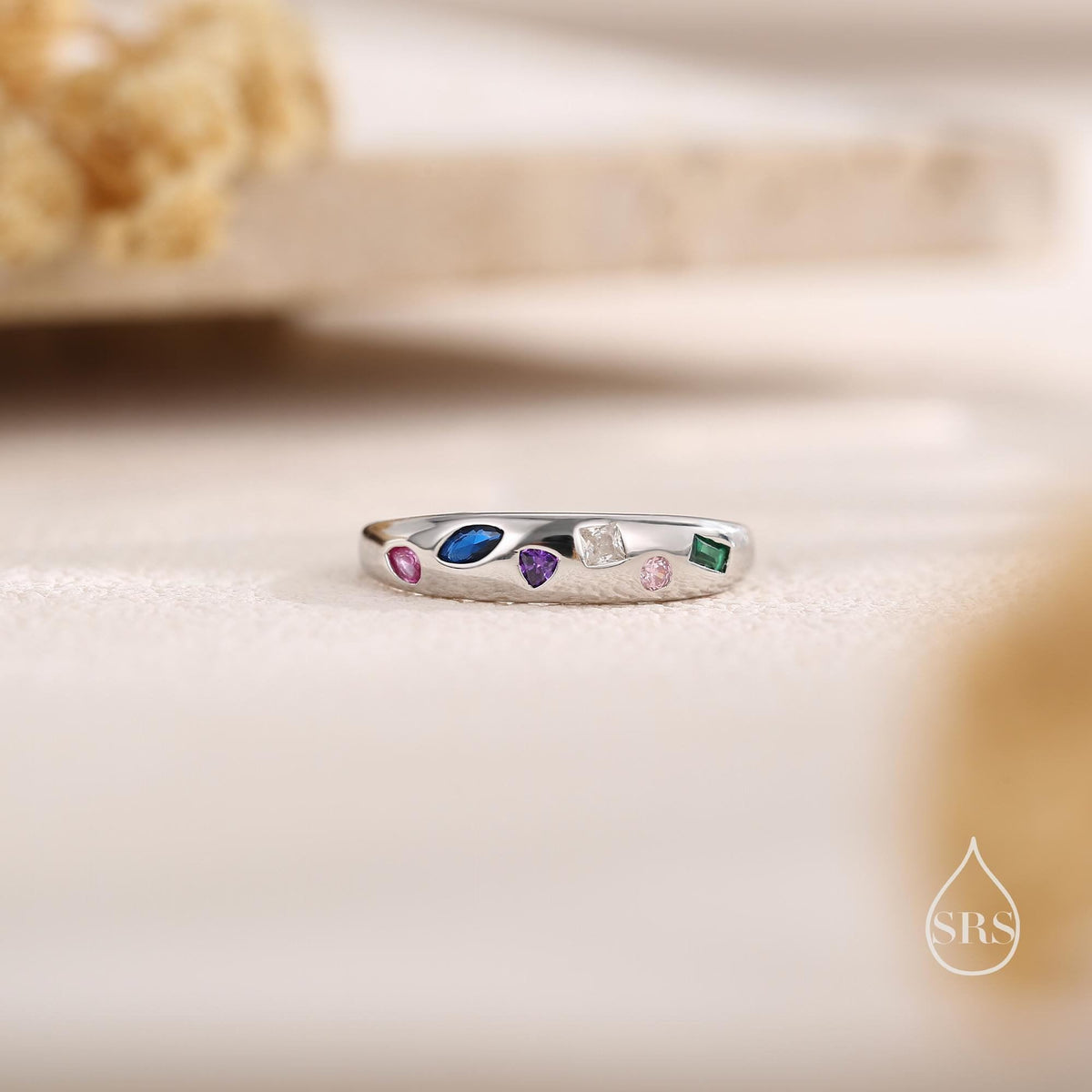 Multicolour Confetti Irregular CZ Stacking Ring