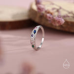 Organic Texture Multicolour Confetti Irregular CZ Dome Ring