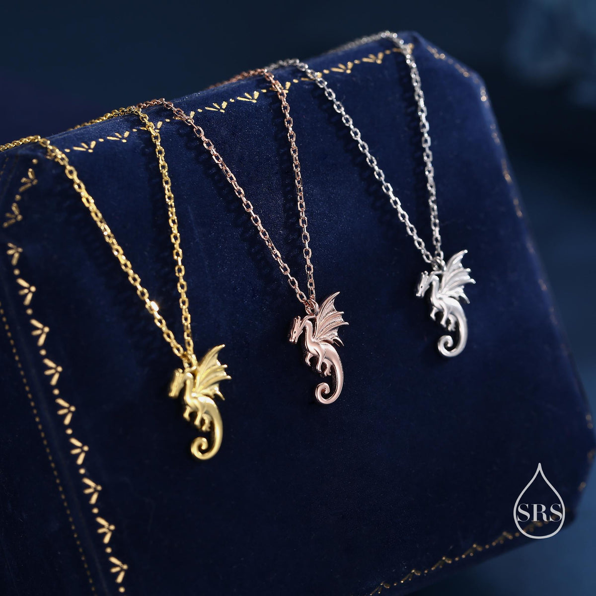 Extra Tiny Dragon Pendant Necklace in Sterling Silver, Silver or Gold or Rose Gold, Flying Dragon Necklace, Small Winged Dragon Pendant