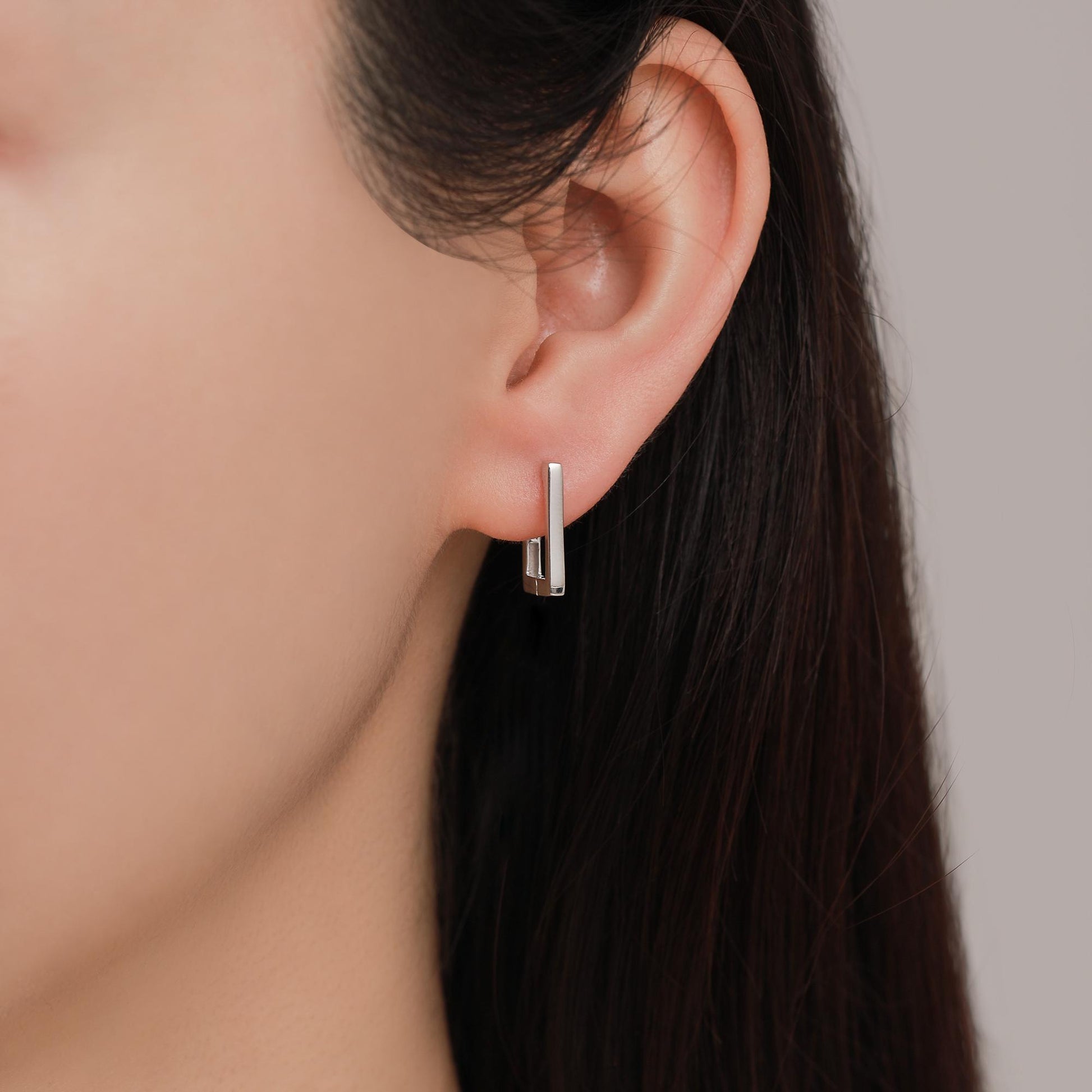 Square Hoop Earrings in Sterling Silver, Silver or Gold, Skinny Geometric Hoop Earrings, 12mm Minimalist Hoops