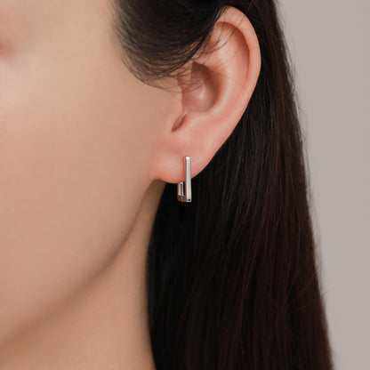 Square Hoop Earrings in Sterling Silver, Silver or Gold, Skinny Geometric Hoop Earrings, 12mm Minimalist Hoops