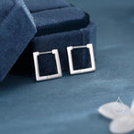 Square Hoop Earrings in Sterling Silver, Silver or Gold, Skinny Geometric Hoop Earrings, 12mm Minimalist Hoops