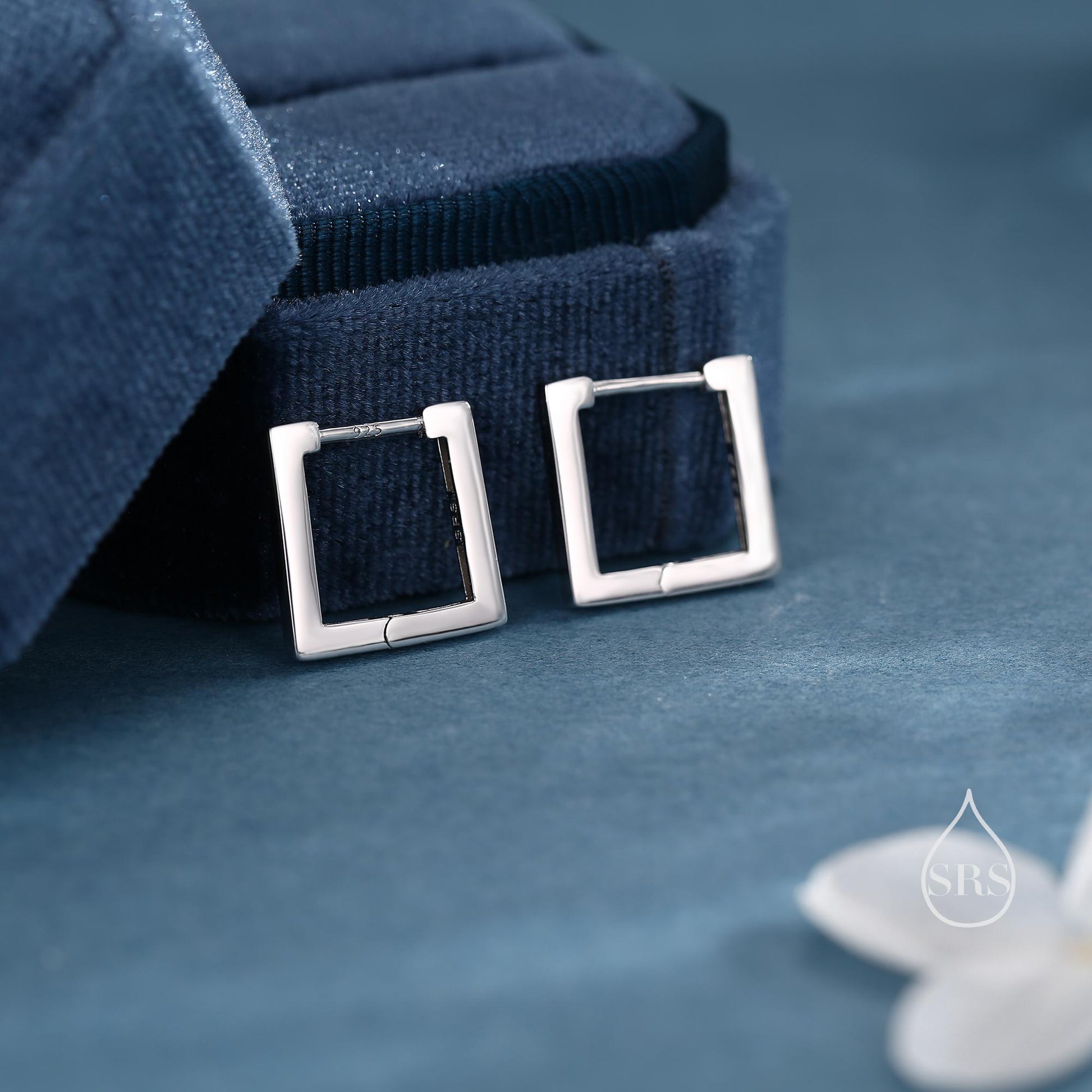 Square Hoop Earrings in Sterling Silver, Silver or Gold, Skinny Geometric Hoop Earrings, 12mm Minimalist Hoops