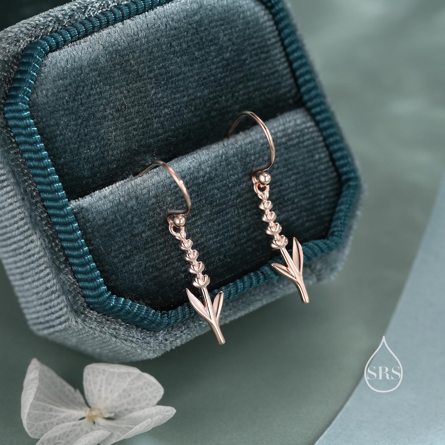 Sterling Silver Lavender Drop Hook Earrings, Delicate Silver Lavender Earrings, Silver or Gold or Rose Gold, Lavender Earrings