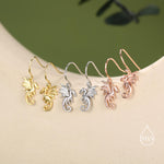 Tiny Flying Dragon Drop Hook Earrings in Sterling Silver, Silver or Gold or Rose Gold, Sterling Silver Flying Dragon Dangle Earrings