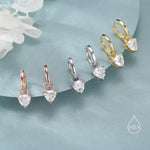 Sterling Silver Trillion Cut CZ Hoop Earrings, Silver, Gold or Rose Gold, Triangle Dangle Hoop Earrings, Interchangeable Charms