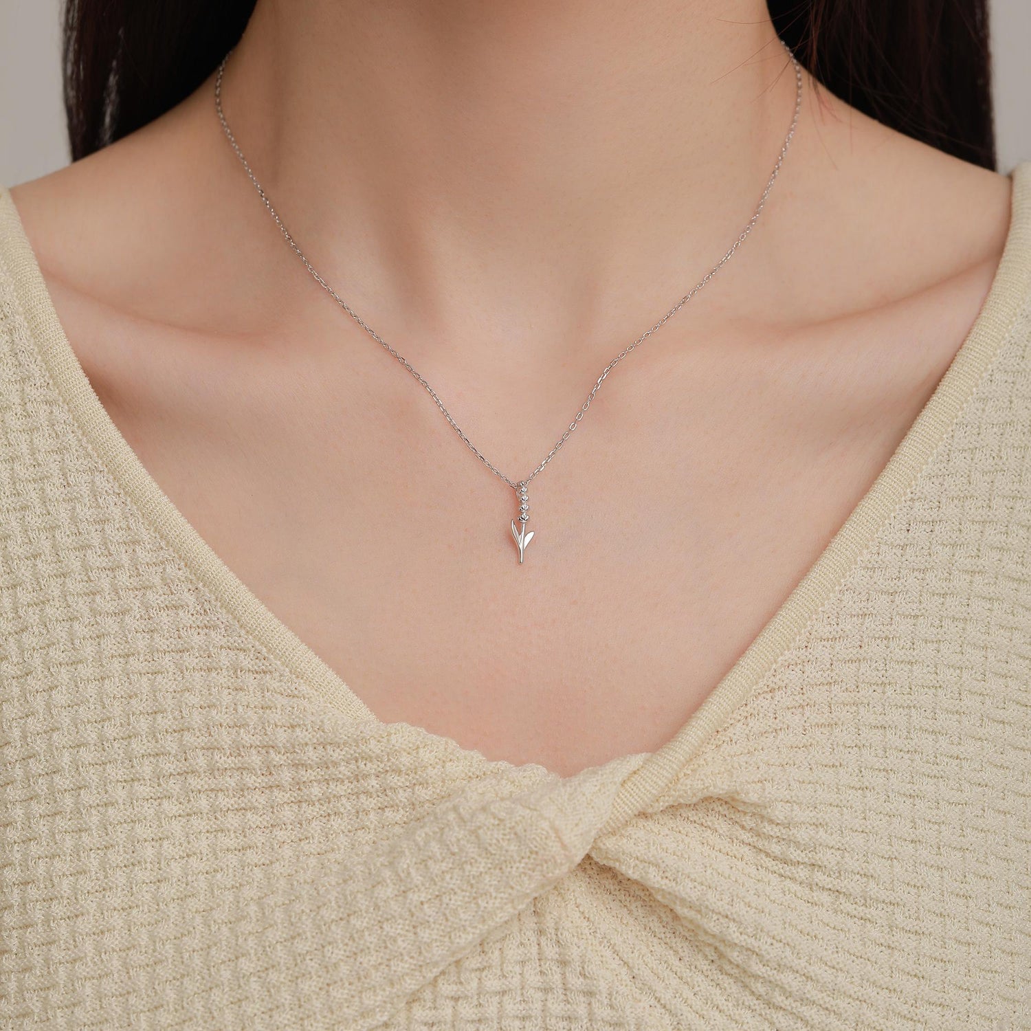 Tiny Lavender Pendant Necklace