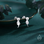 Tiny Cute Otter Two Part Stud Earrings in Sterling Silver - Silver Sea Creature Ear Jackets - Tiny Earrings - Cute, Fun, Whimsical