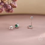 Tiny Emerald Green CZ Heart Stud Earrings in Sterling Silver, Silver or Gold, Green Crystal Heart Earrings, Stacking Earrings