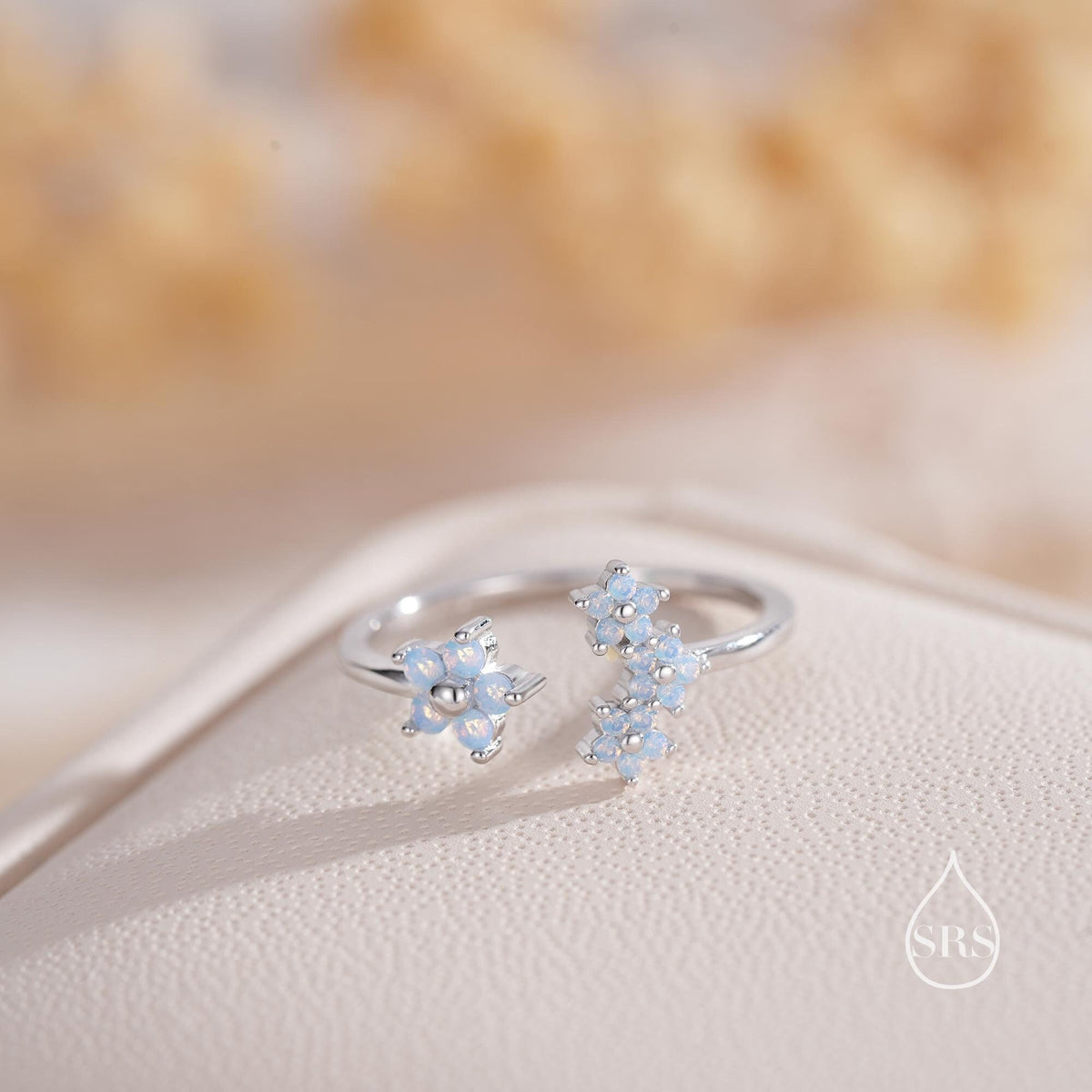 CZ Forget-me-not Flower Bouquet Open Ring