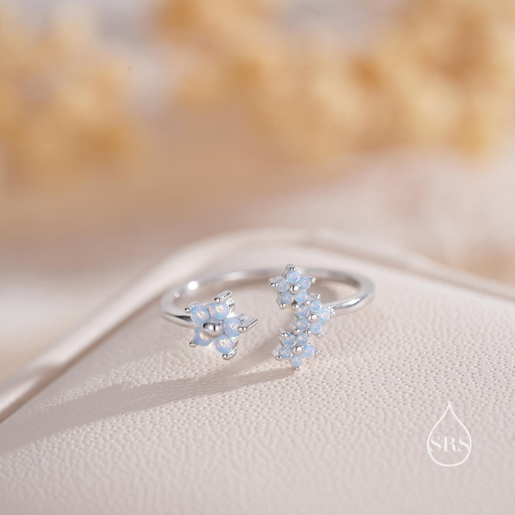 CZ Forget-me-not Flower Bouquet Open Ring
