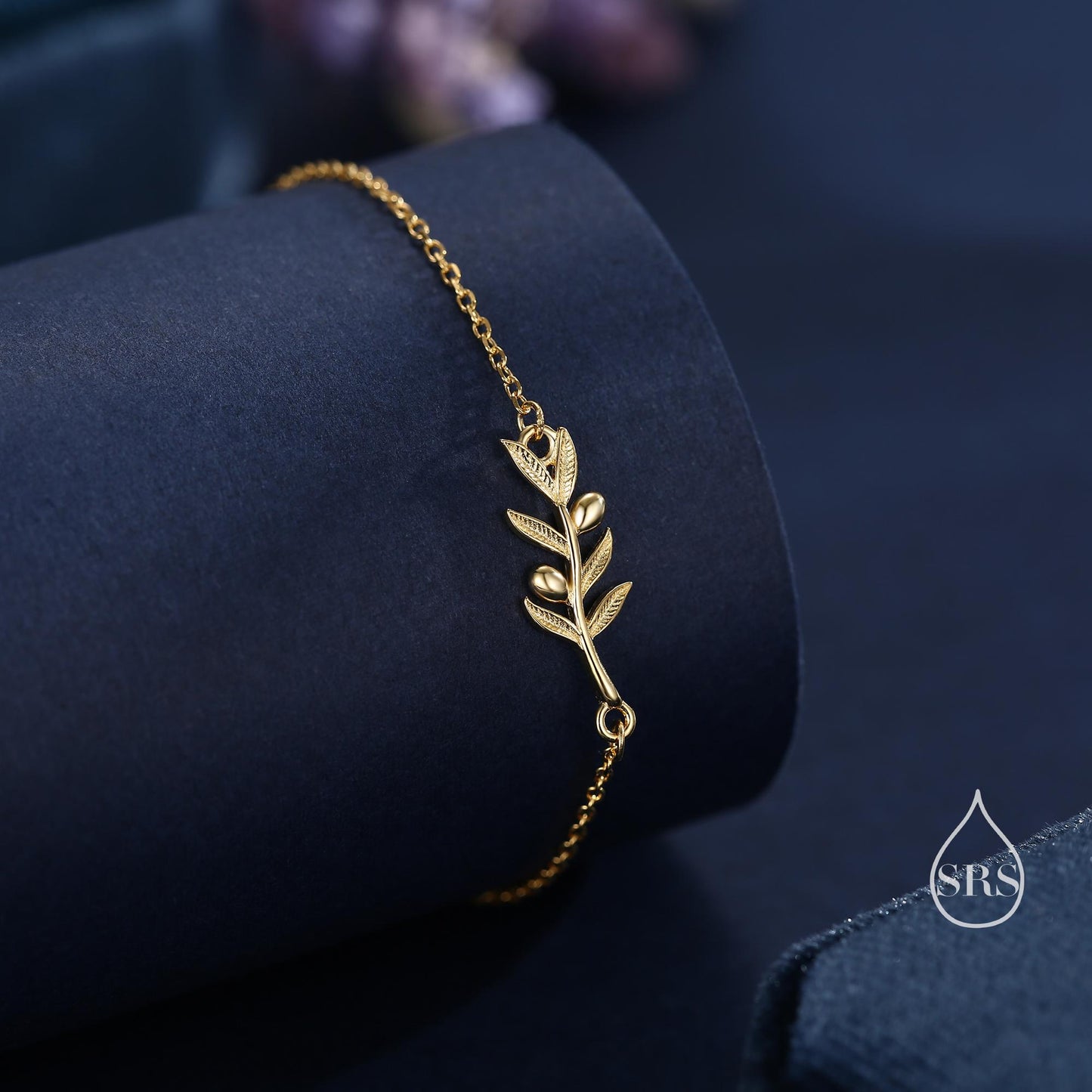 Olive Branch Bracelet in Sterling Silver, Silver or Gold or Rose Gold, Olive Leaf Bracelet, Nature Inspired Botanical Jewellery